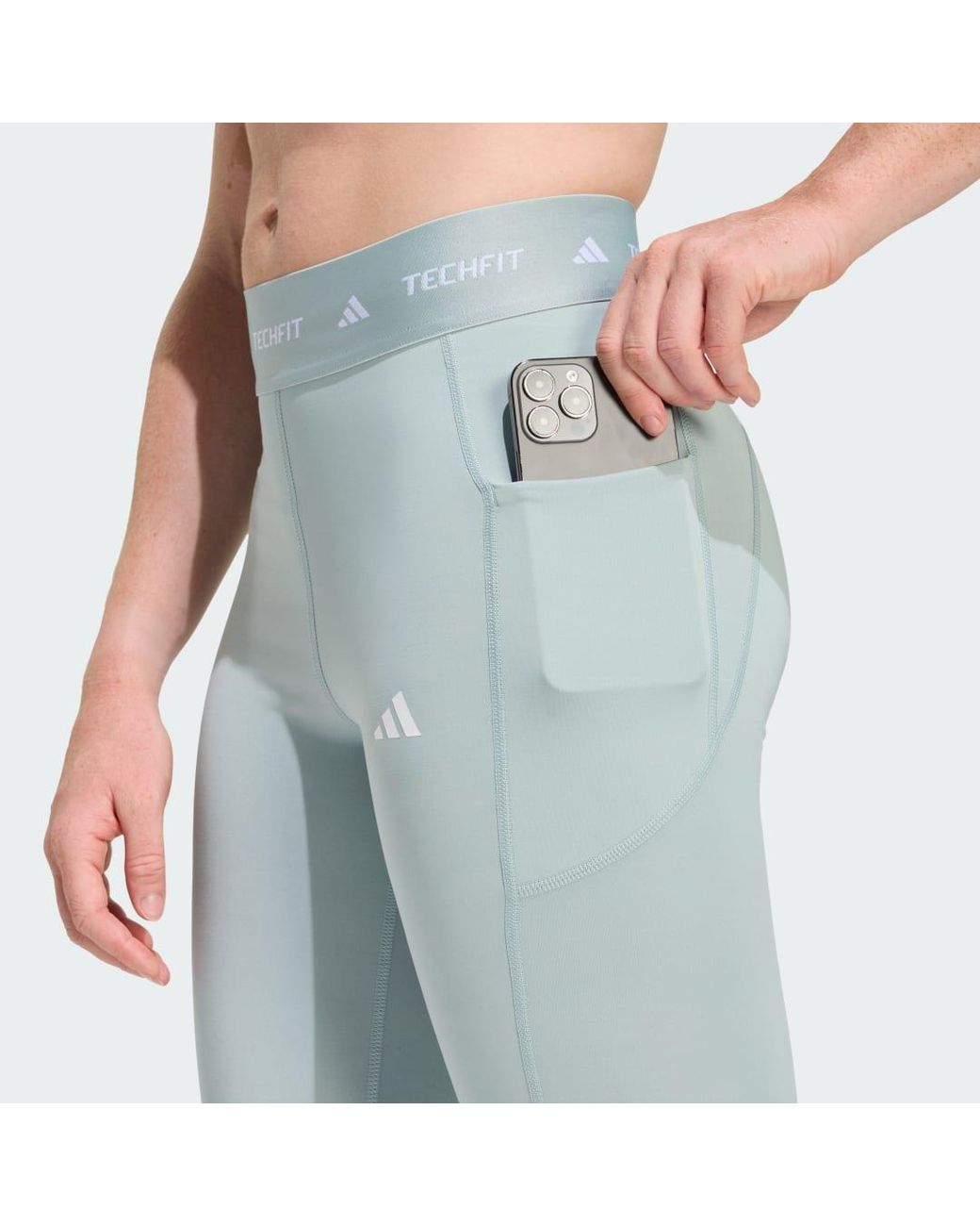 Adidas Blue Techfit Stash Pocket Full-Length Leggings