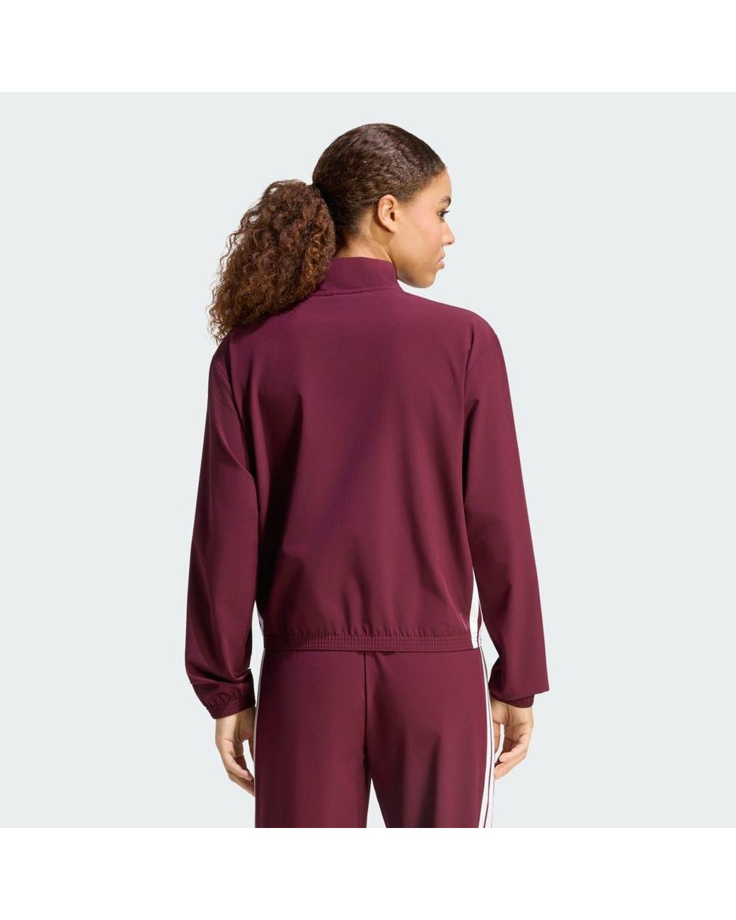 Adidas Red Train Essentials 3-Stripes Woven Warm-Up Jacket