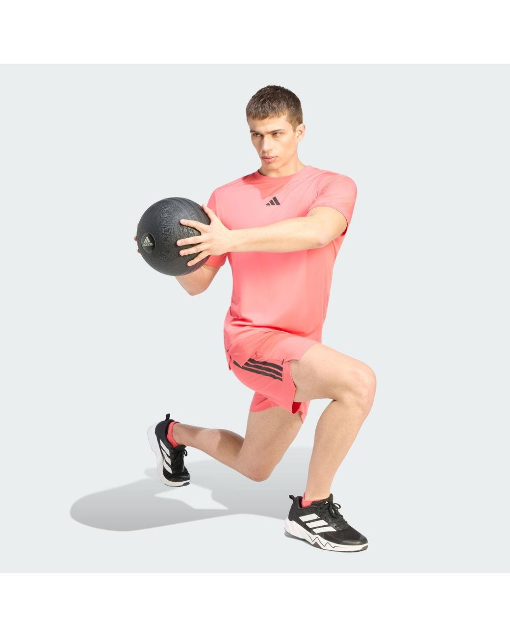 Adidas Pink D4T Primelift 3 Stripes T-Shirt for men