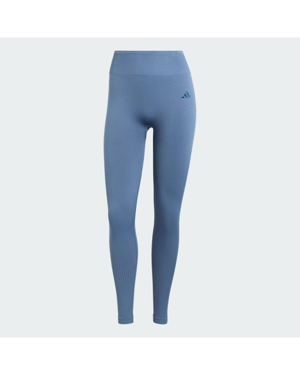 Adidas Blue Workout Essentials Full-Length Knit Leggings