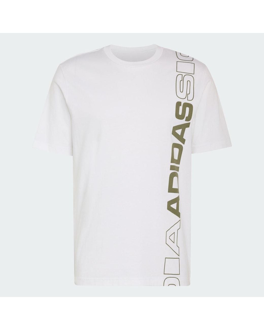 Adidas White Vertical Linear Logo Graphic T-Shirt for men