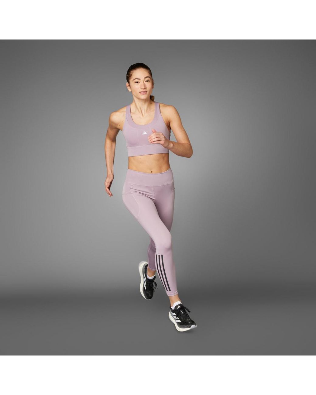 Adidas Gray Dailyrun 3-Stripes 7/8 Leggings