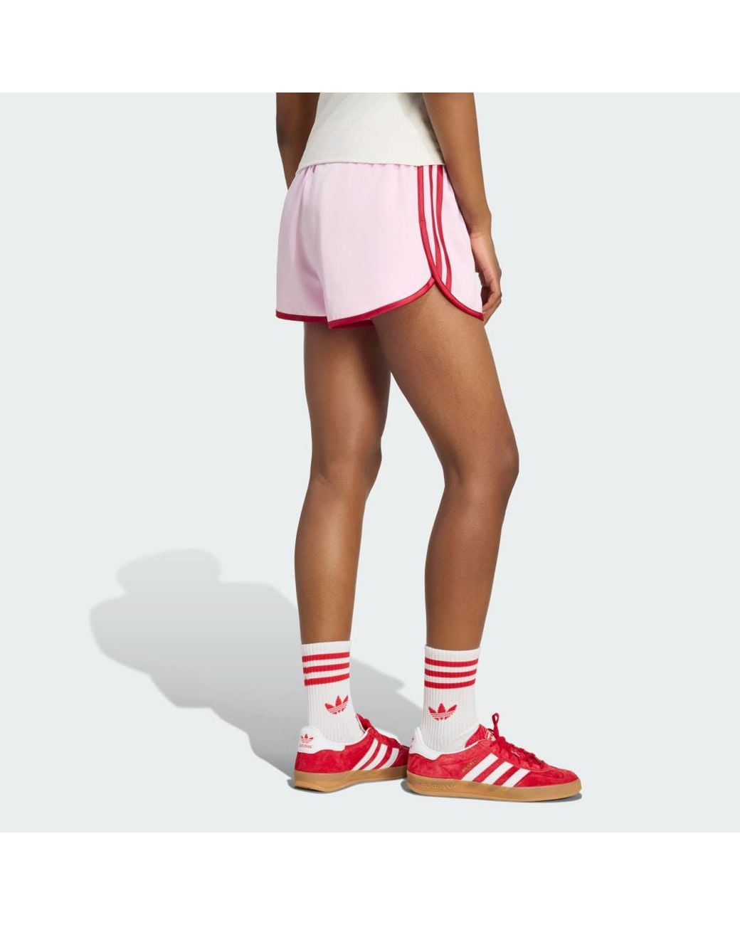 Adidas Red Satin 3S Sprinter Shorts