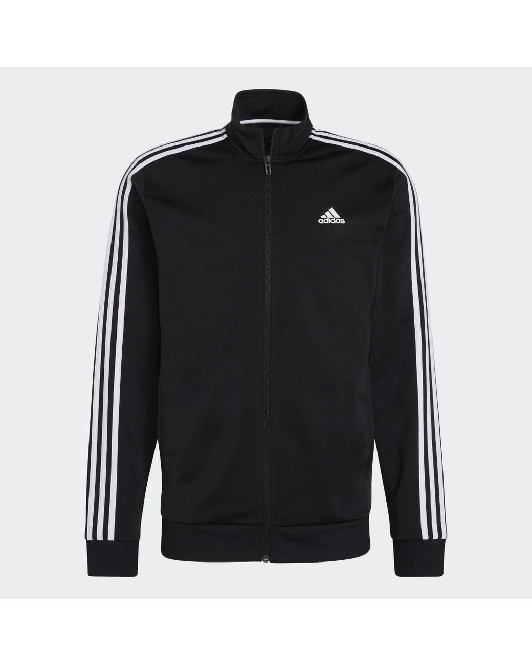 Adidas Black Essentials Warm-Up 3-Stripes Track Jacket for men
