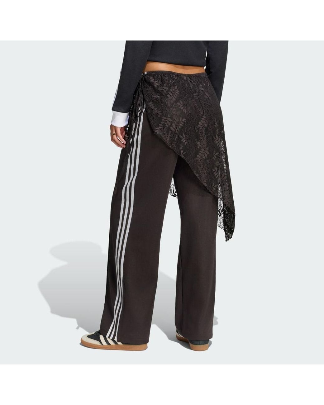 Adidas Black 2In1 Firebird Loose Track Trousers With Lace Skirt