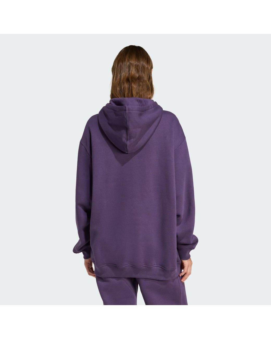 Adidas Purple Essentials Oversized Fleece Hoodie