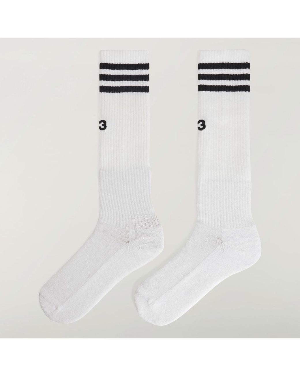 Adidas White Y-3 Stripes High Socks