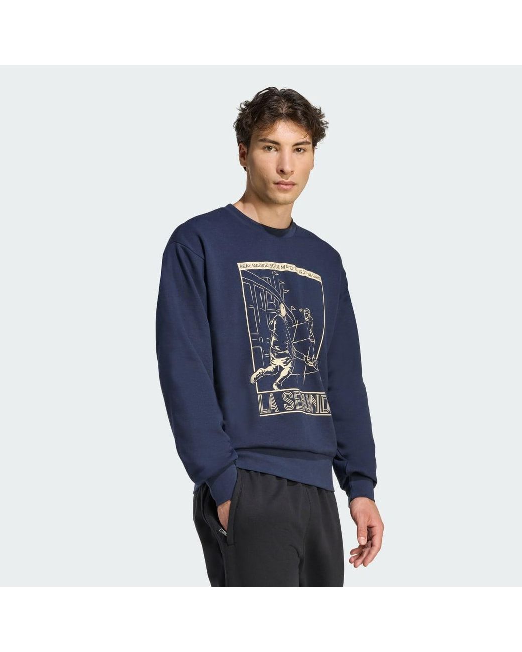 Adidas Blue Real Madrid Heritage Crew Sweat for men