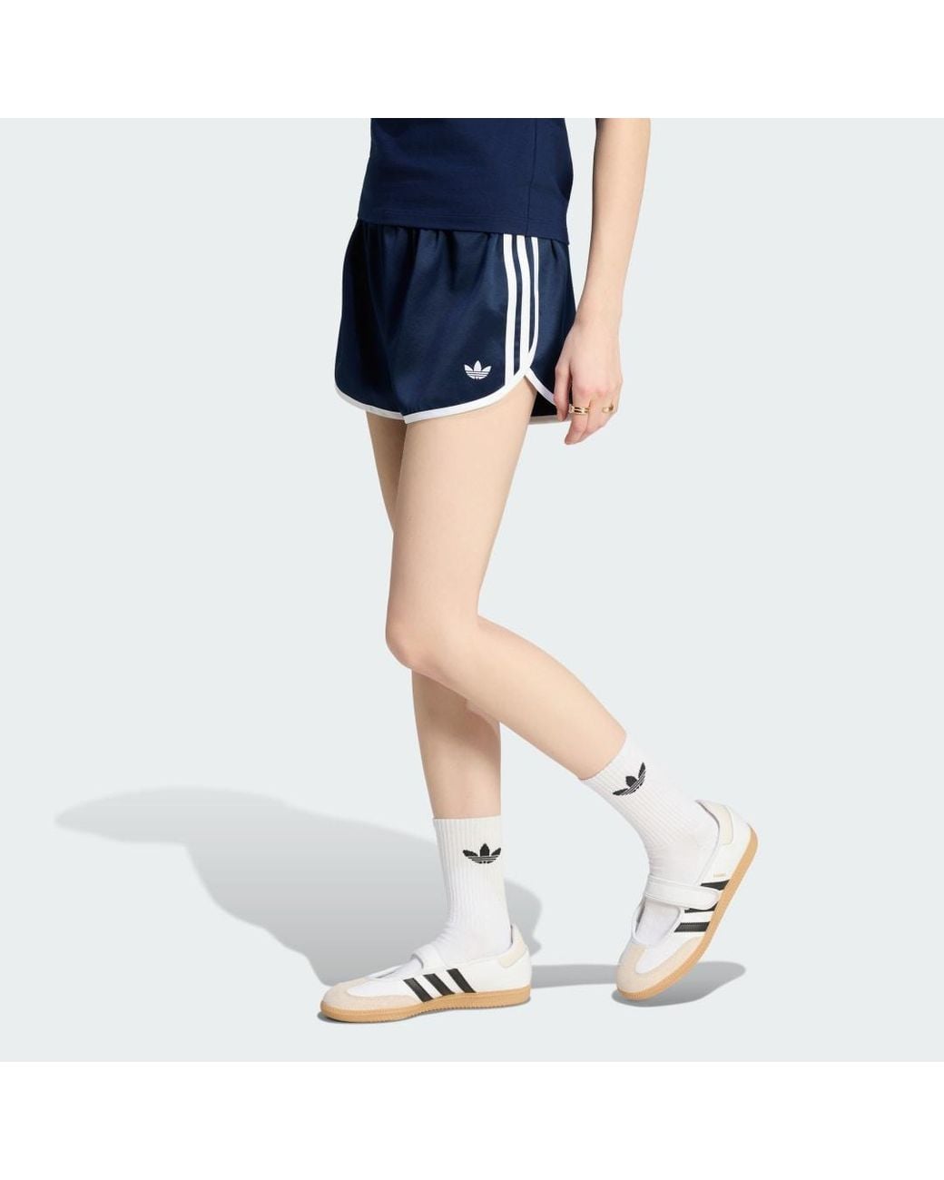 Adidas Blue Satin 3S Sprinter Short