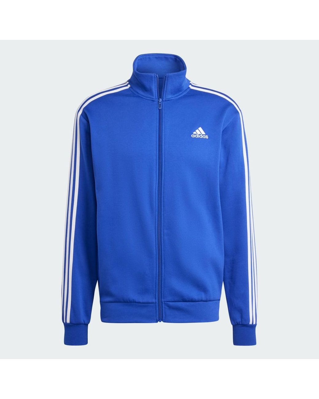 Adidas Blue Basic 3-Stripes Fleece Track Suit for men