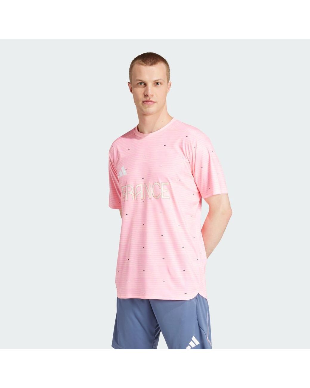 adidas Team France Training T Shirt in Pink for Men Lyst UK