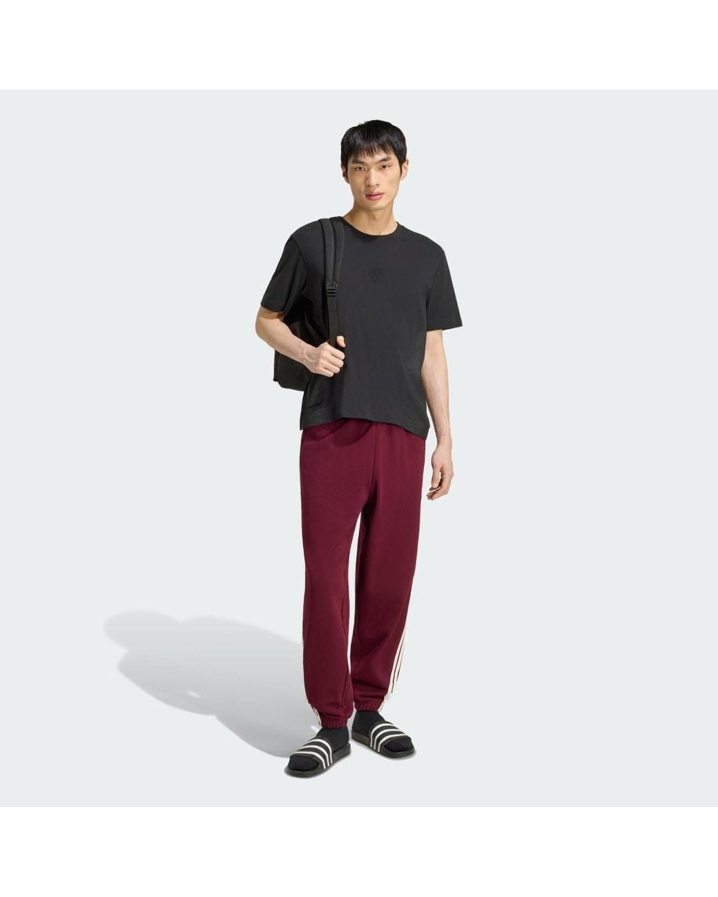 Adidas Red Kit 3-Stripes Regular Cuffed Joggers for men