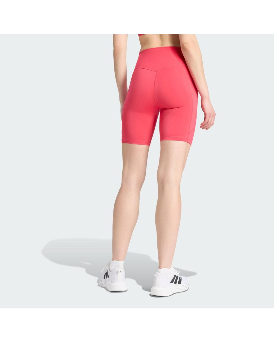 Adidas Red Optimé Essentials Stash Pocket 7-Inch Short Leggings