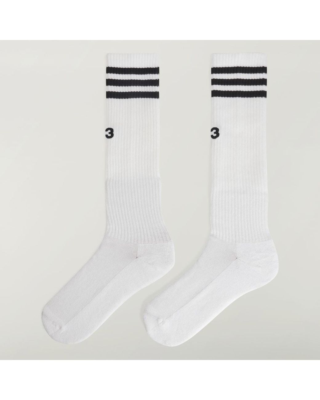 Adidas White Y-3 Stripes High Socks
