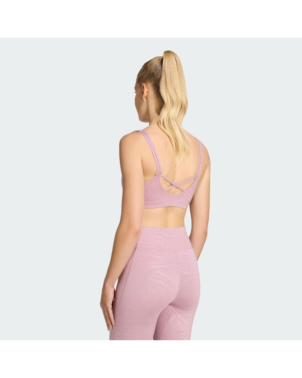 Adidas Pink All Me Essentials Graphic Light Support Bra