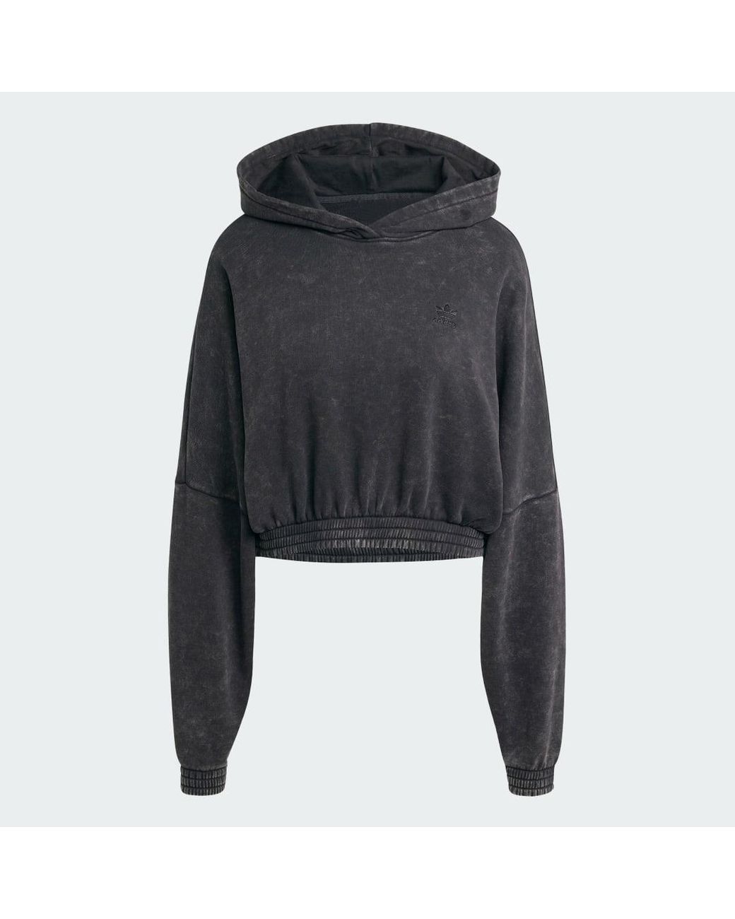 Adidas Black Acid-Wash Crop Hoodie