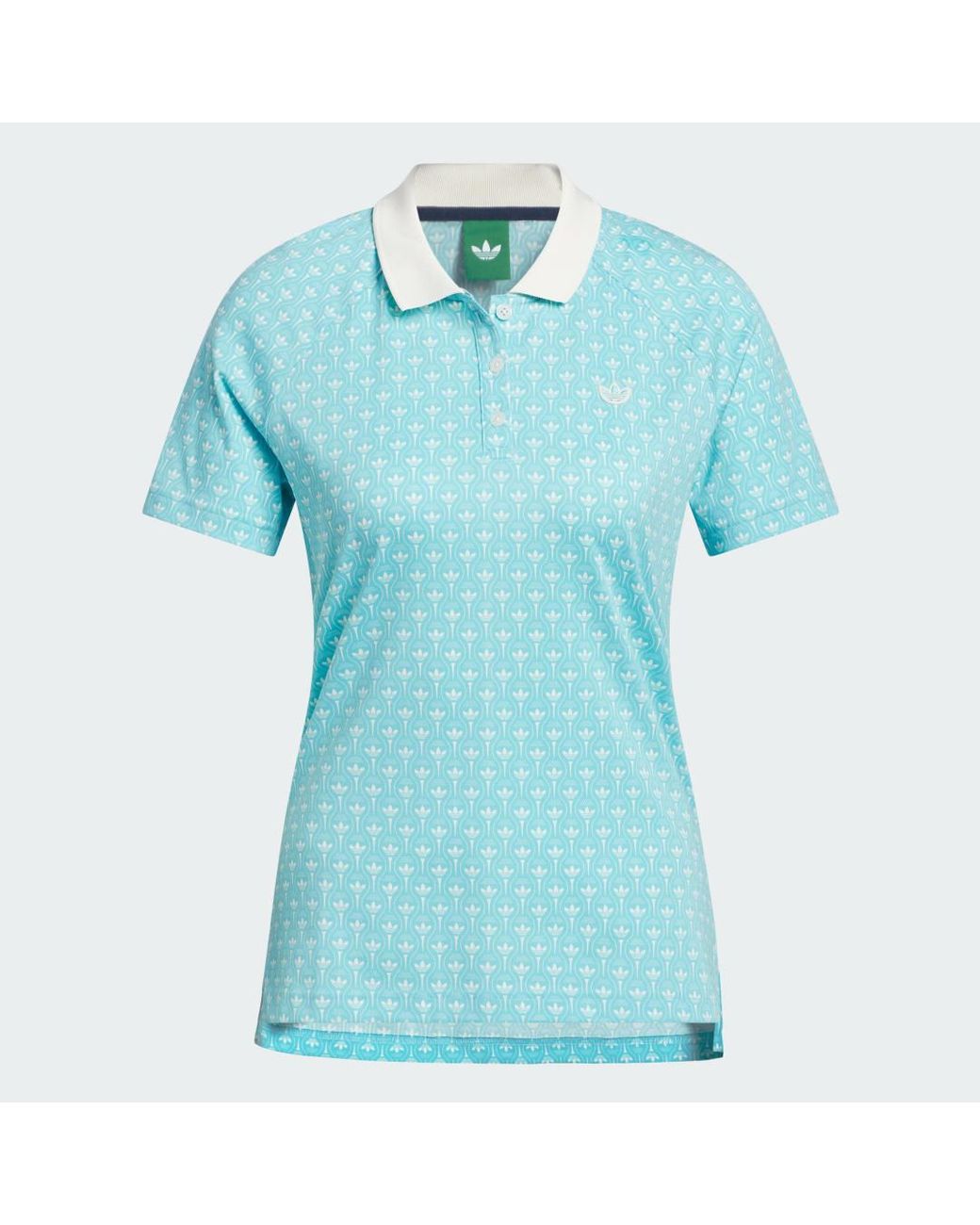Adidas Blue Originals All Over Trefoil Polo Shirt