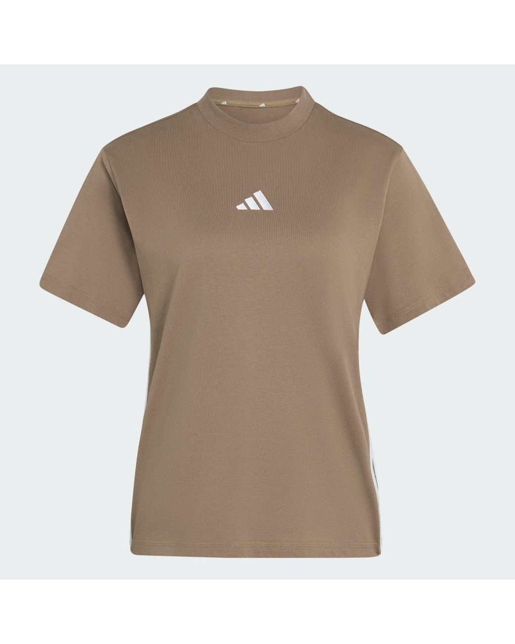 Adidas Brown Essentials 3-Stripes Cotton T-Shirt