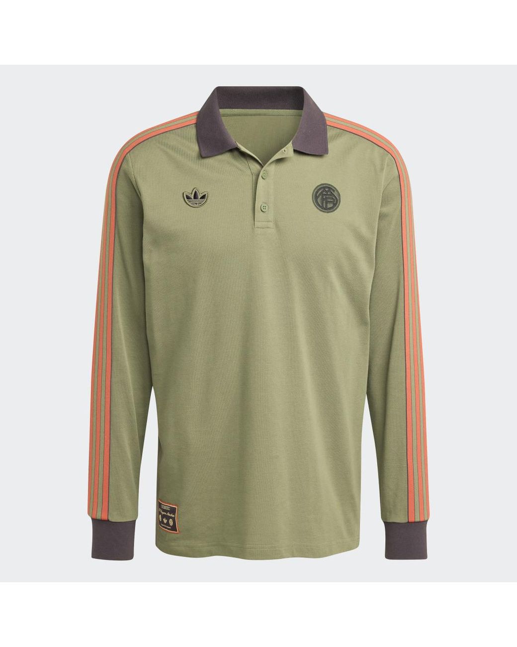 Adidas Green Fc Bayern Terrace Icons Long Sleeve Polo Shirt for men