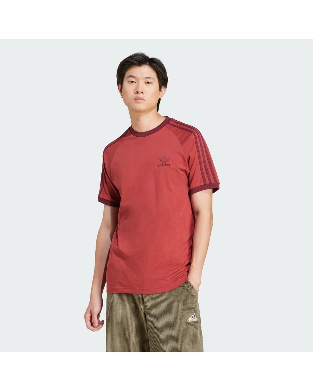 Adidas Red Adicolor Classics 3-Stripes Tee for men