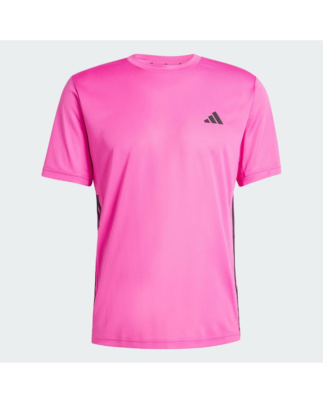 Adidas Pink Workout Essentials Base 3-Stripes T-Shirt for men