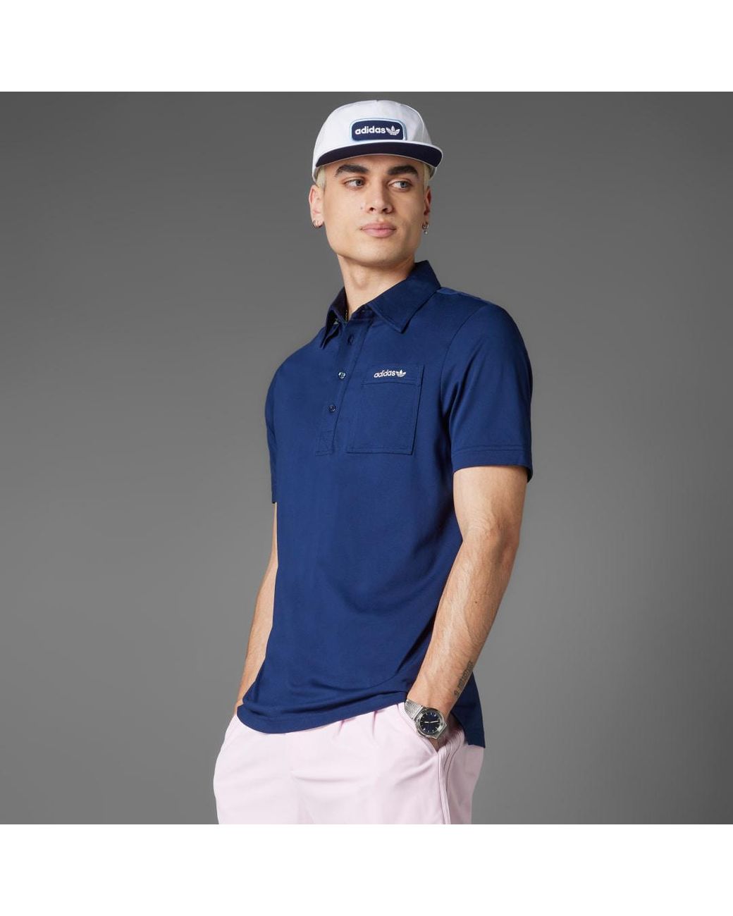 Adidas Blue Originals Archive Pocket Polo Shirt for men