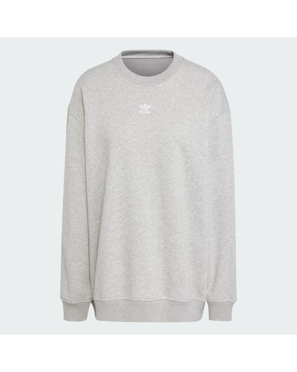 Adidas Gray Essentials Fleece Long Oversized Crew Sweatshirt