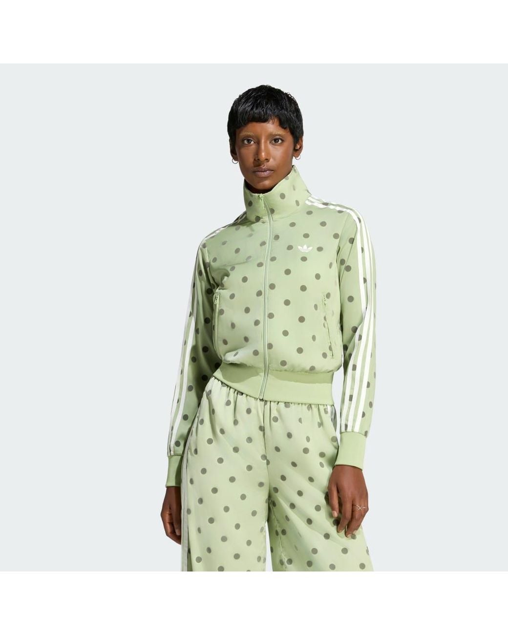Adidas Green Satin Polka Dots Tt Track Top