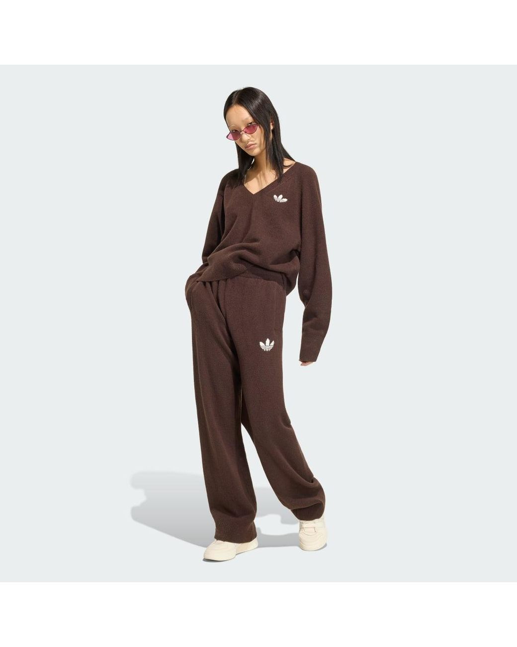 Adidas Brown Essentials Wide Leg Knit Pants