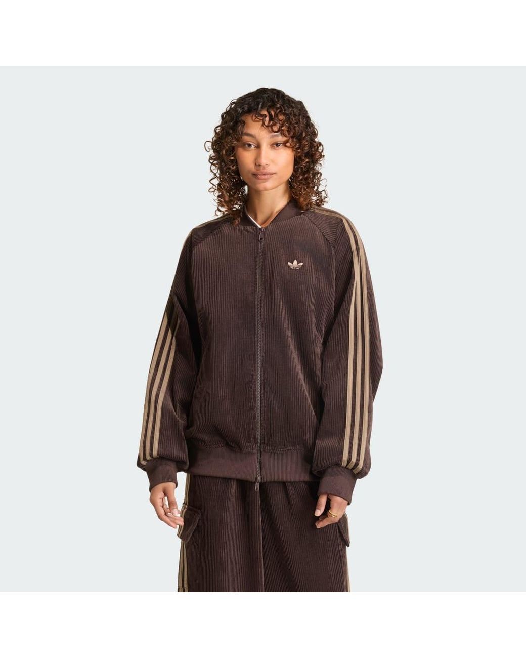 Adidas Brown Corduroy Sst Oversized Track Top