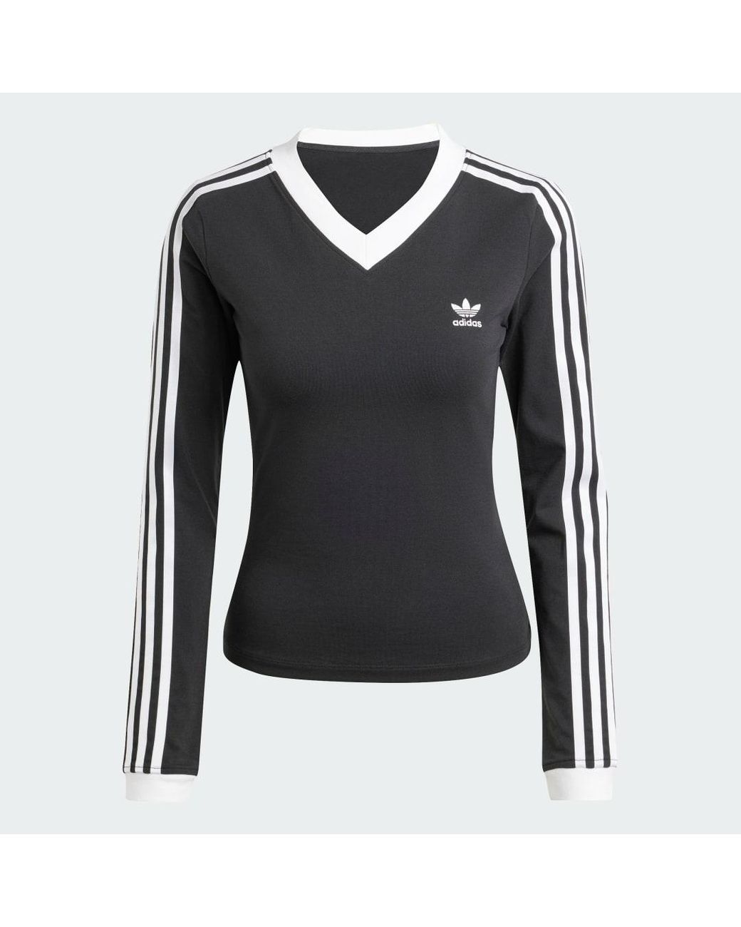 25SS新作VネックTシャツ【ADIDAS】V Neck Long Sleeve Shirt adidas V-NECK LONG SLEEVE SHIRT BLACK （アディダス ブイ
