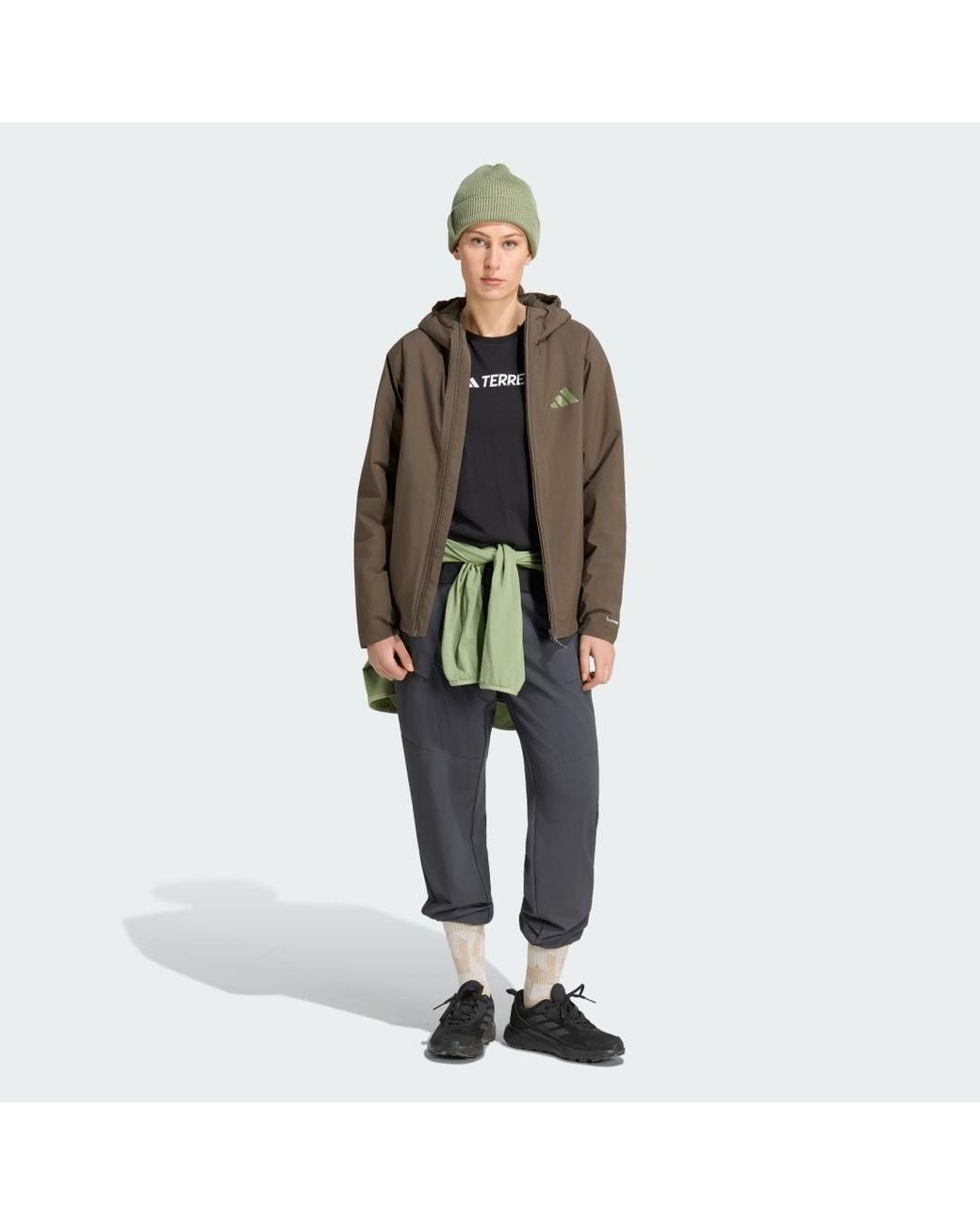 Adidas Brown Terrex Multi Essentials Climaproof Insulated Hooded Jacket