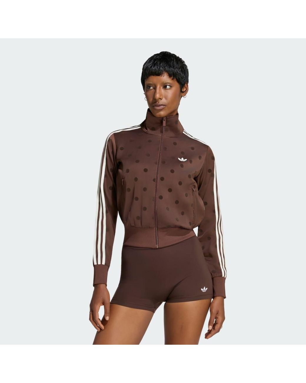 Adidas Brown Satin Polka Dots Tt Track Top