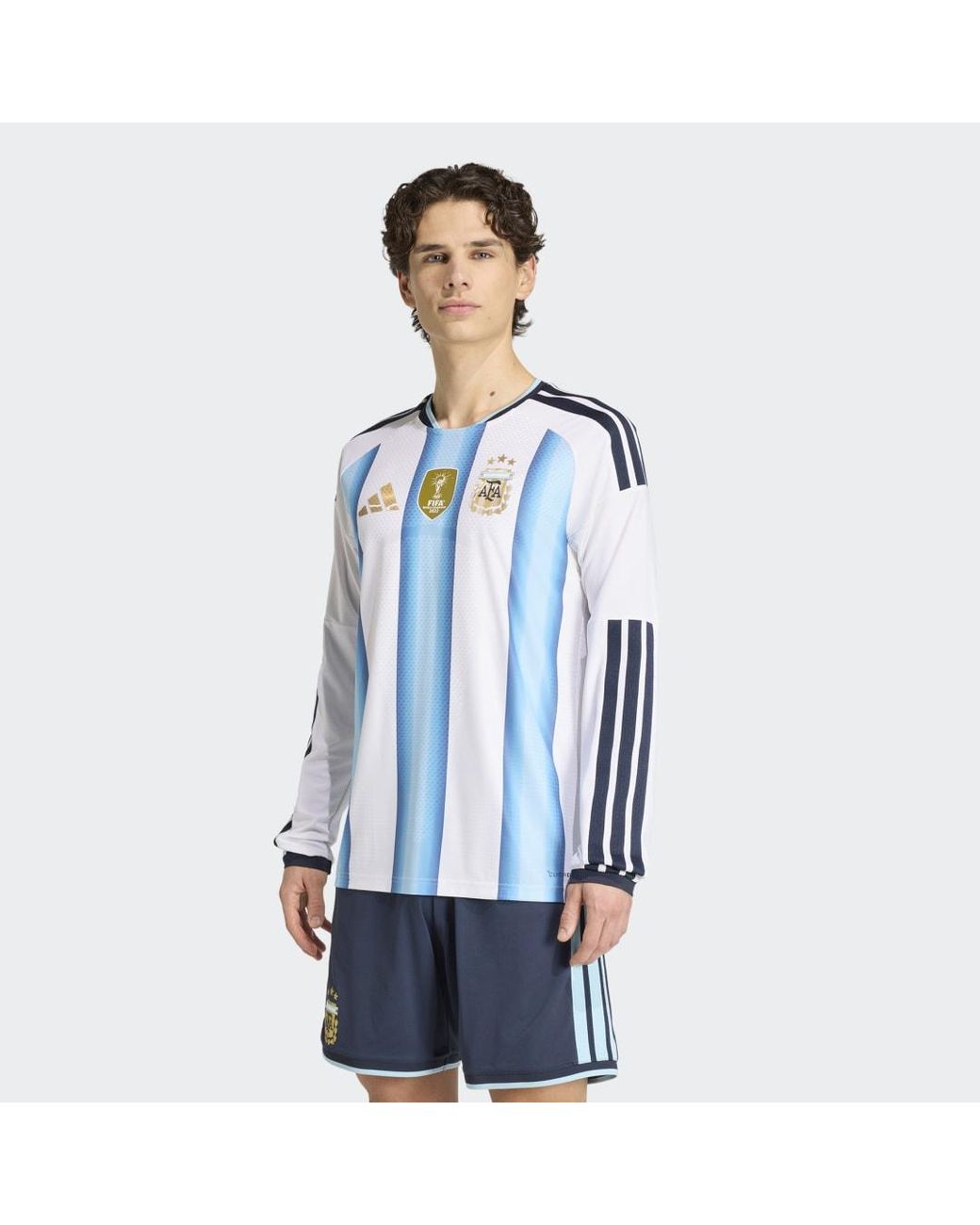 Adidas Blue Argentina 26 Home Authentic Long Sleeve Jersey for men