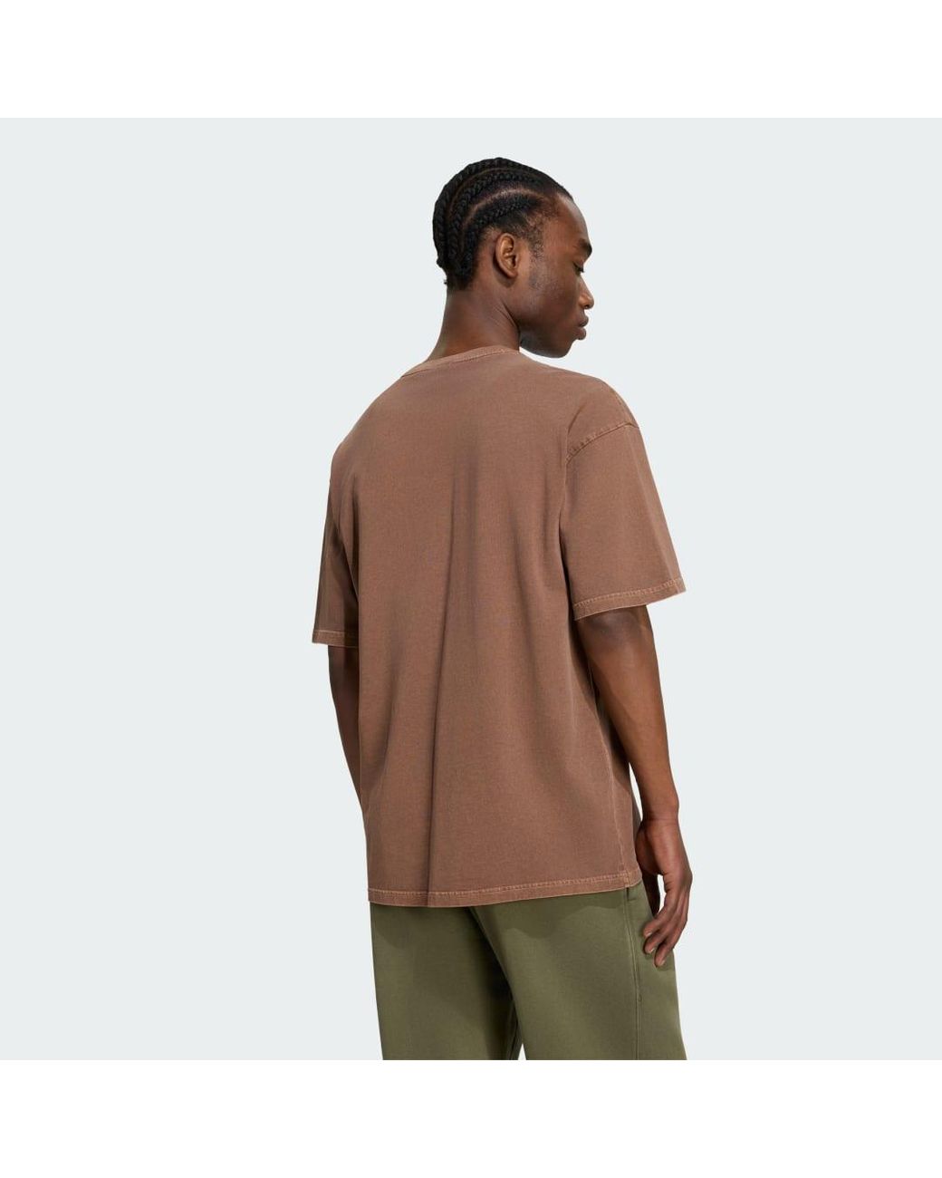 Adidas Brown Trefoil Essentials Washed Loose Dropped Shoulder T-Shirt for men