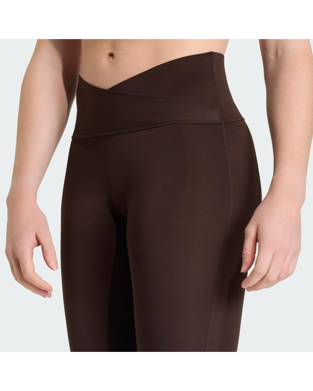 Adidas Brown 3-Stripes Studio All Me Flare X-Over Leggings