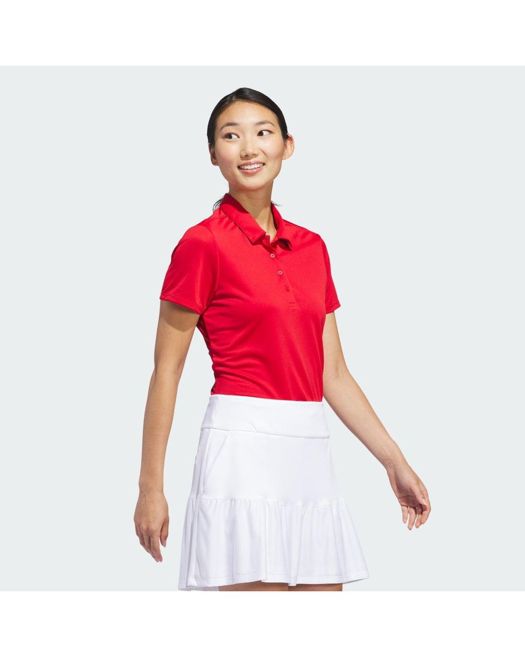 Adidas Red Solid Short Sleeve Polo Shirt