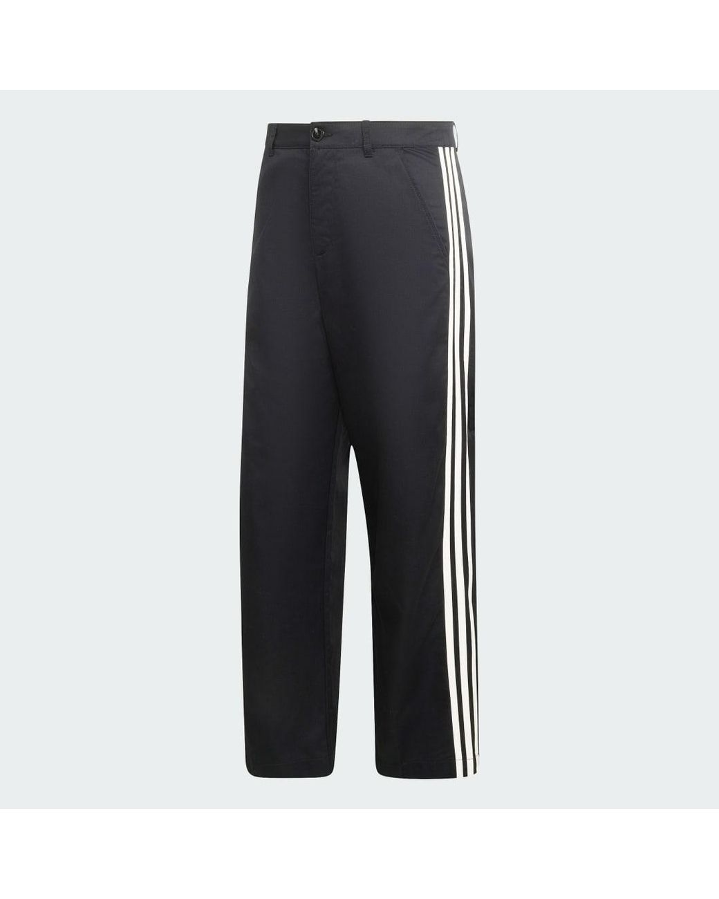 Adidas Black 3 Stripes Pleated Trousers for men