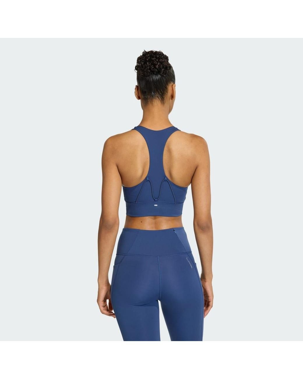 Adidas Blue Adi365 Running Pocket Medium Support Bra