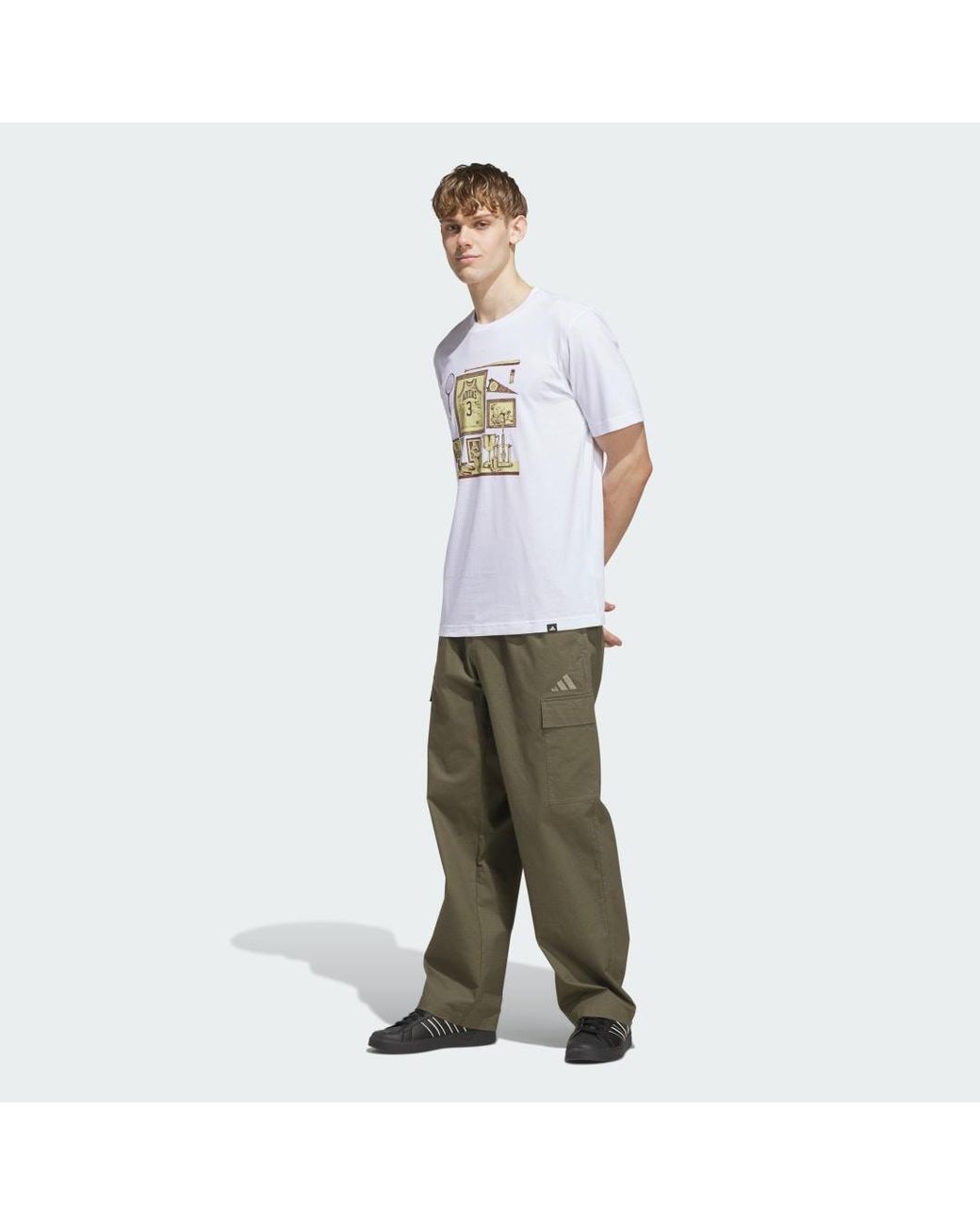 Adidas Originals White Sports Bar Memorabilia Graphic T-Shirt for men