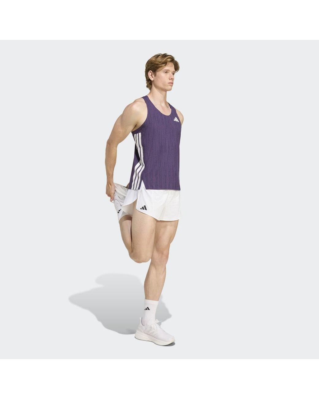 Adidas Purple Adizero Running Singlet for men