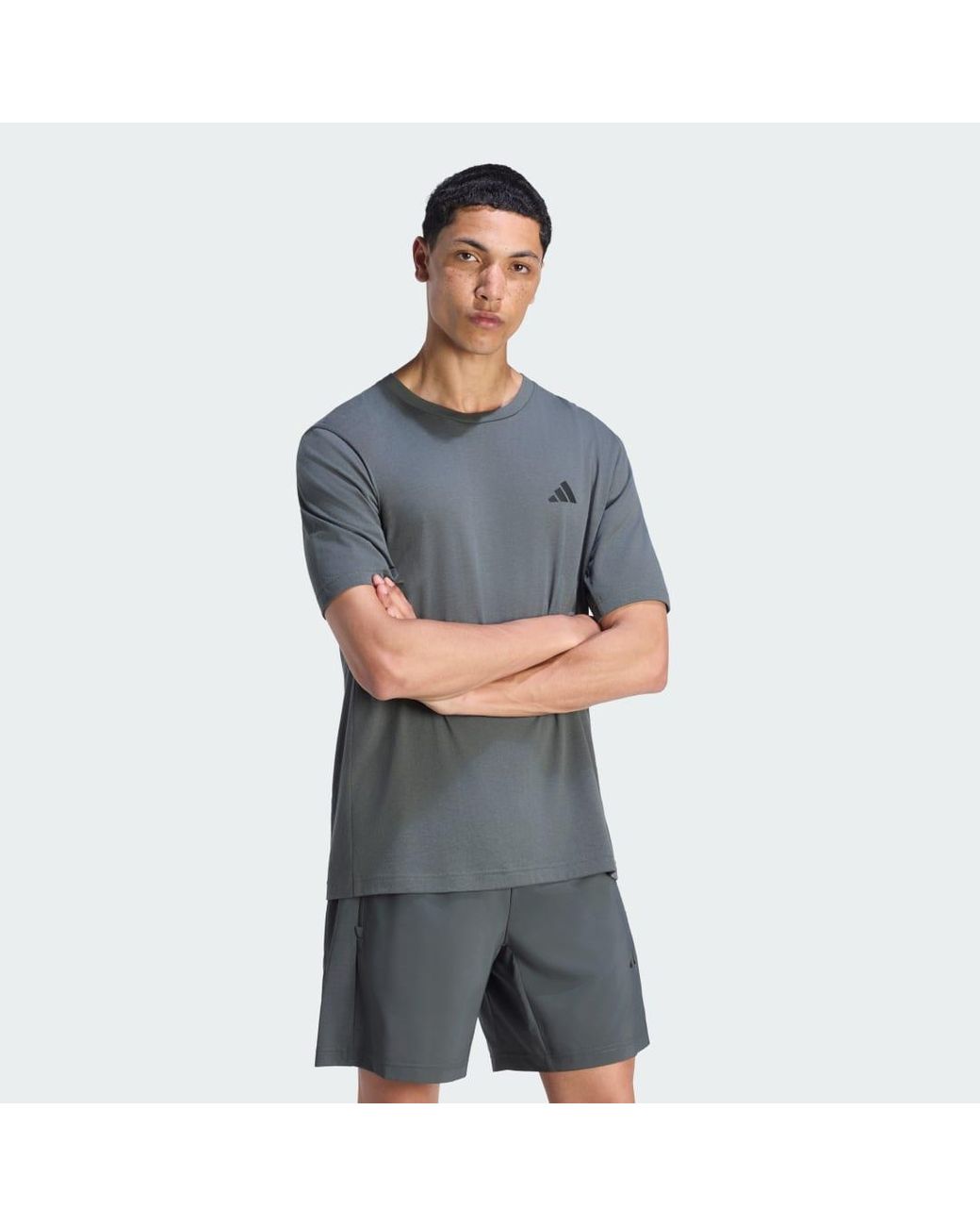 Adidas Gray Workout Essentials Feelready T-Shirt for men