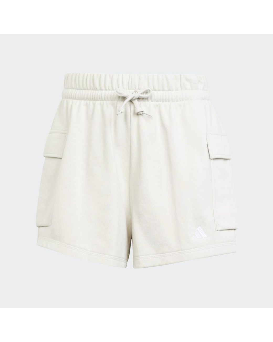 Adidas White Essentials Small Logo French Terry Cargo Shorts