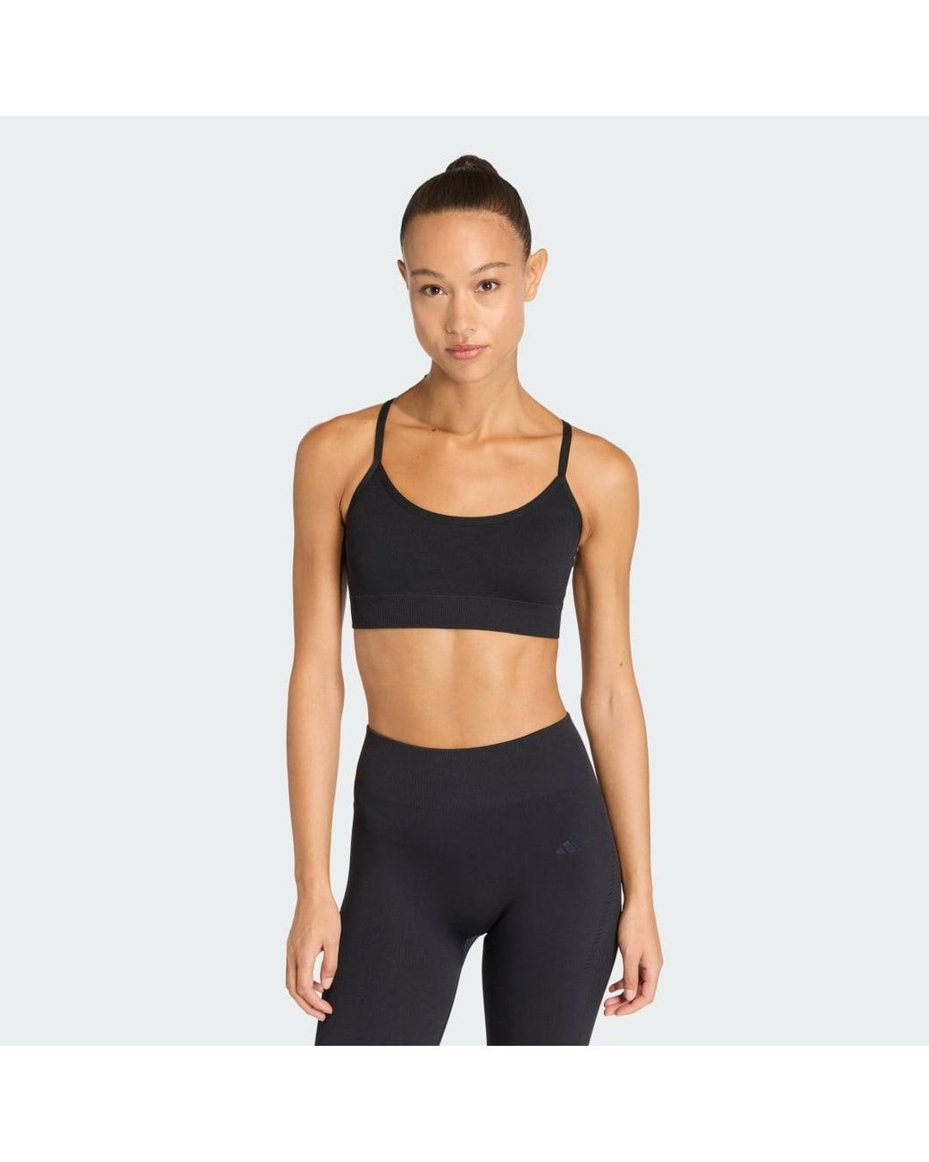Adidas Black Workout Essentials Knit Light Support Padded Bra