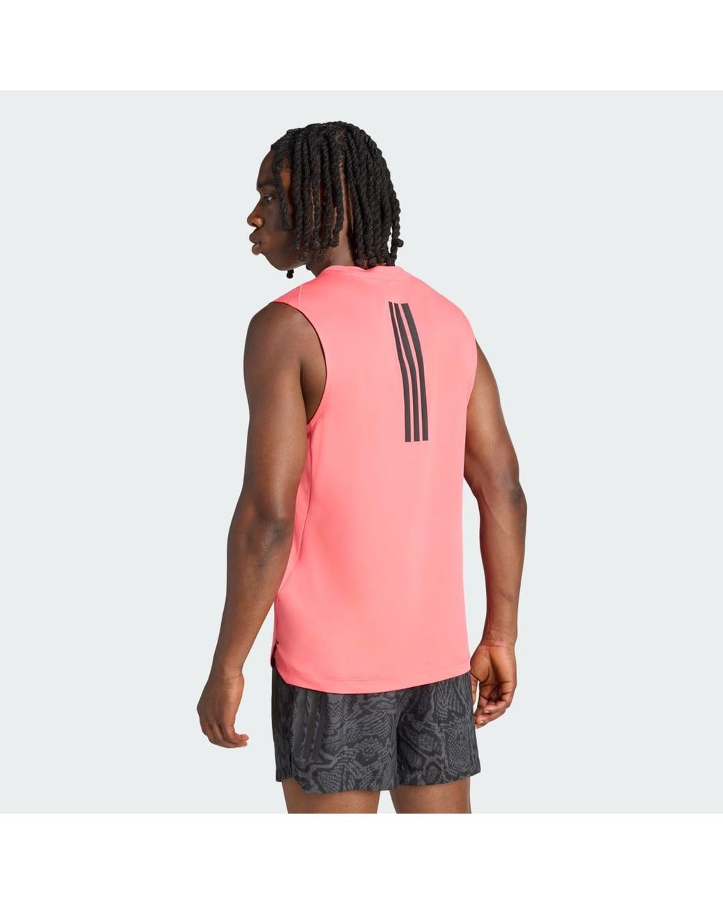 Adidas Pink D4T Primelift 3 Stripes Tank Top for men