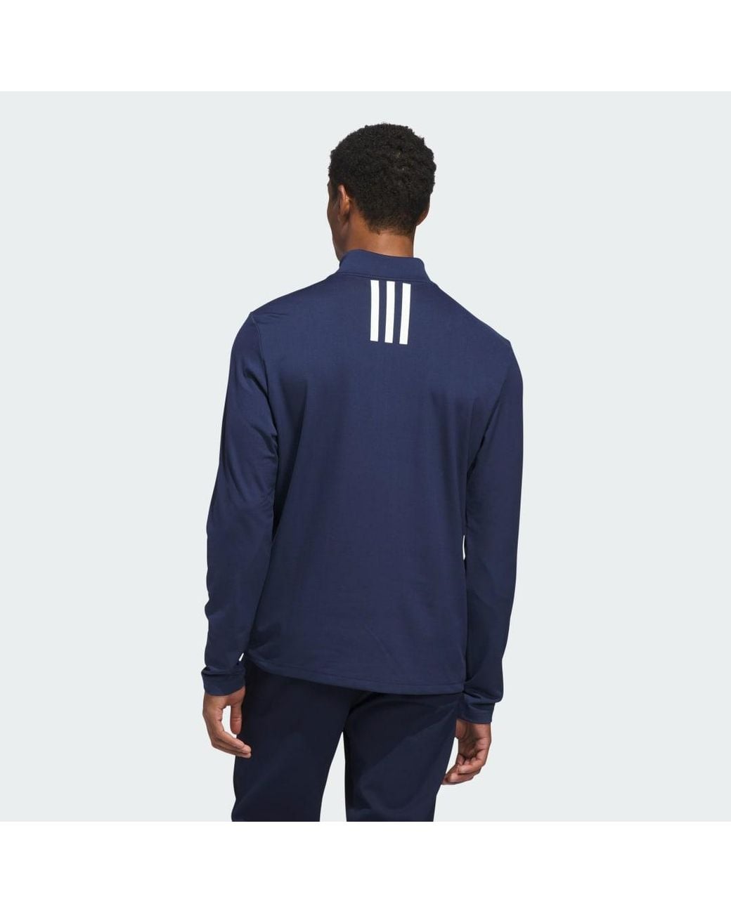 Adidas Blue Performance 3-Stripe Quarter-Zip Sweatshirt for men