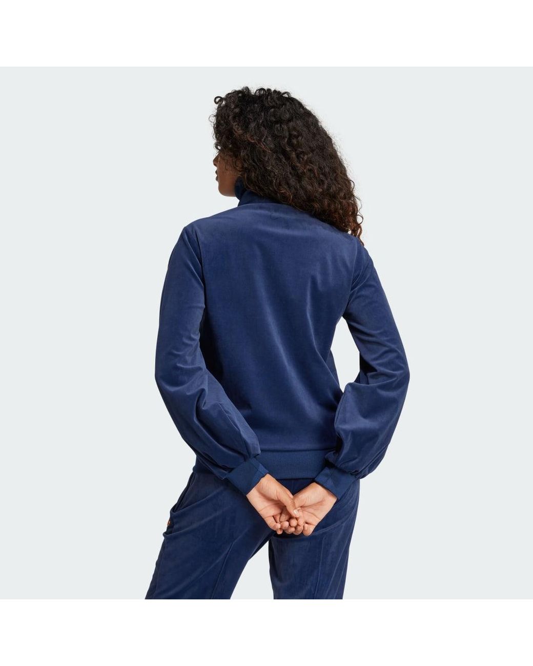 adidas 70S Velour Track Top in Blue | Lyst UK