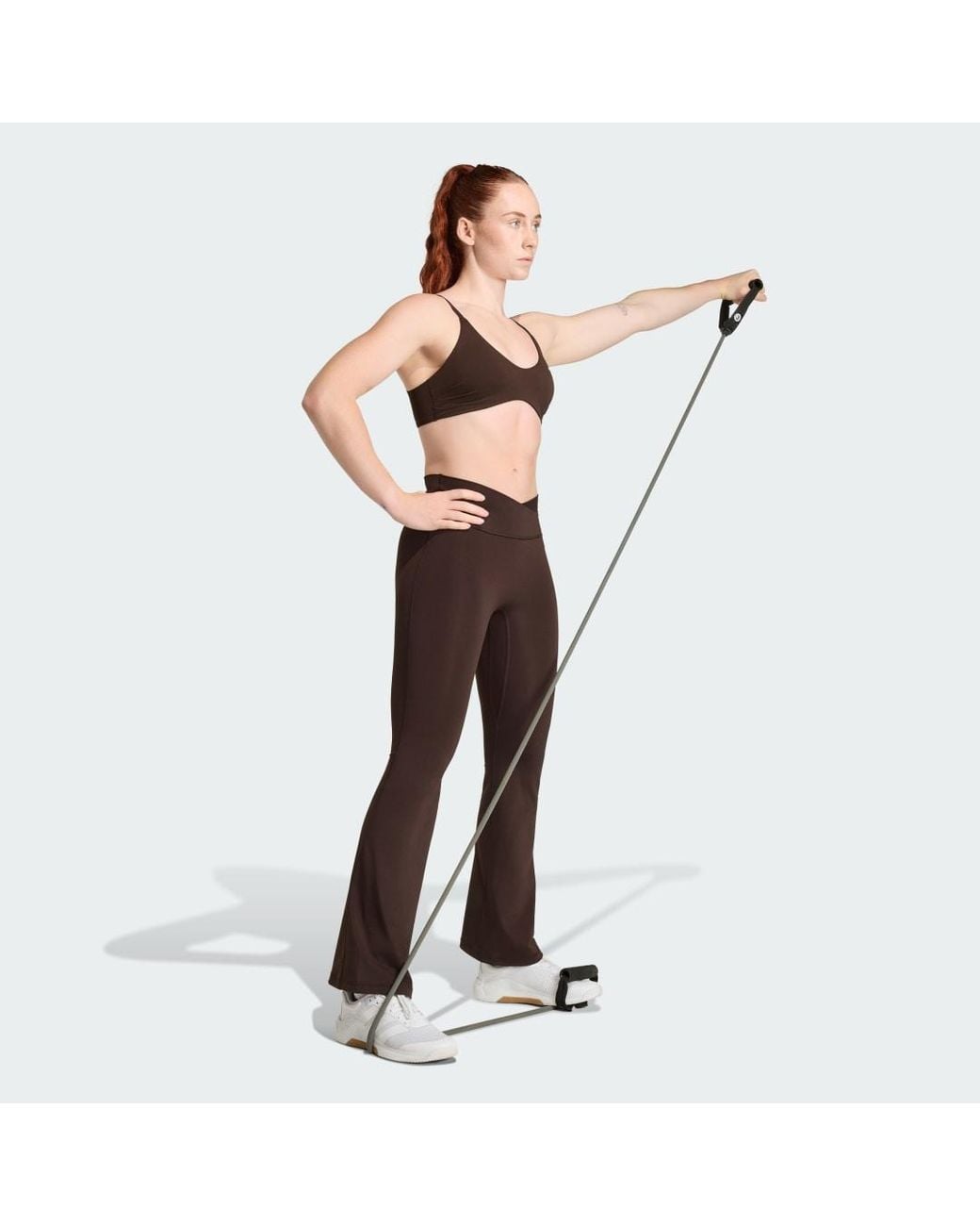Adidas Brown 3-Stripes Studio All Me Flare X-Over Leggings