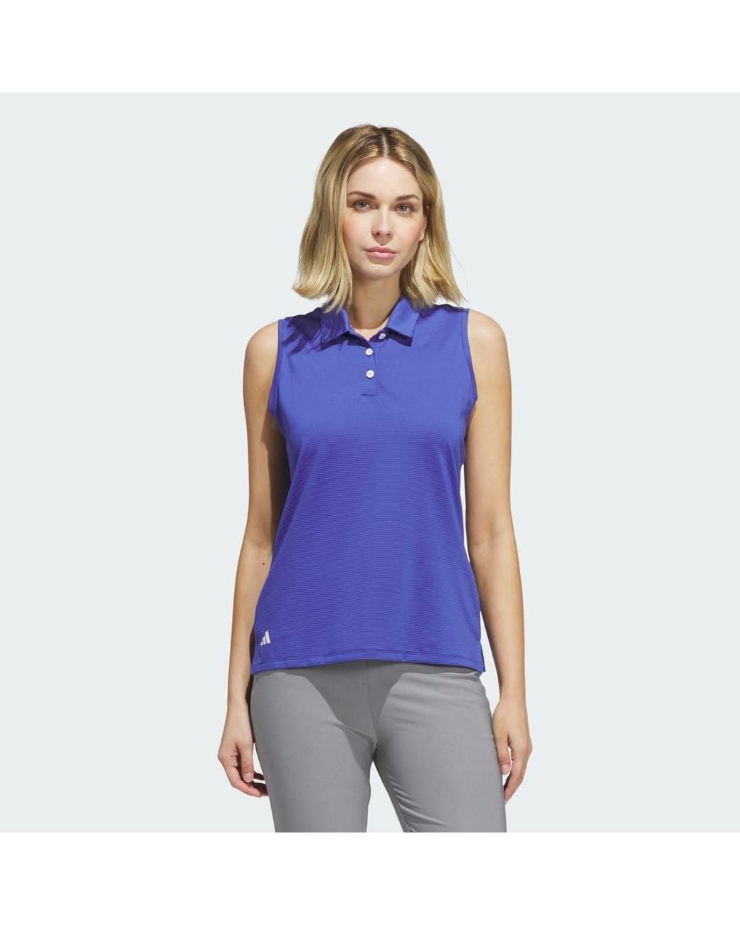 Adidas Blue Solid Ottoman Polo Shirt