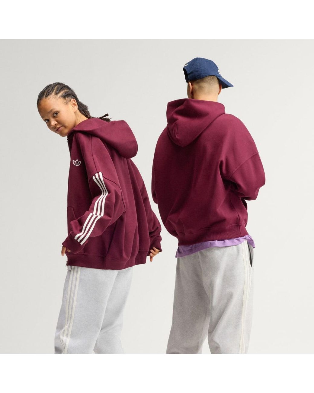 Adidas Red Adisignature 3 Stripes Full Zip Hoodie